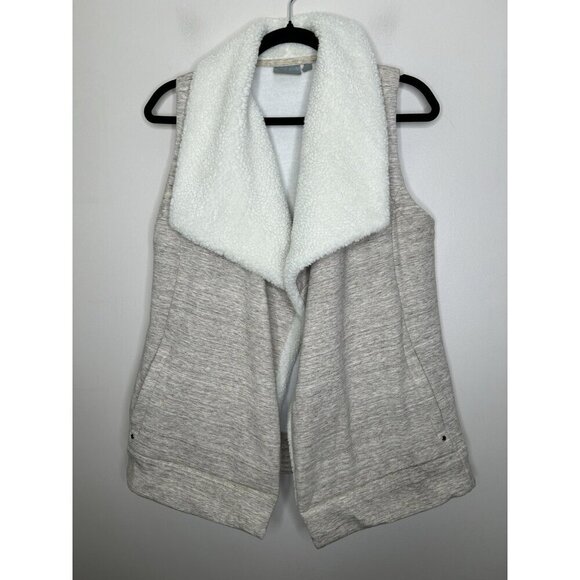 Athleta Apres Anything Vest Women's Tan Sherpa Fleece Lined Open Front Size Med - Picture 1 of 10